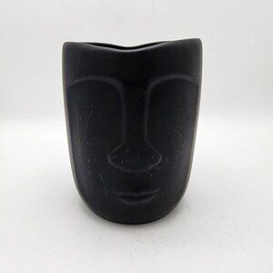 Mikasa Black Tiki Pottery Face Vase 8"